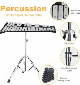 Xilófono/Glockenspiel Profesional <span class=keywords><strong>de</strong></span> Aluminio <span class=keywords><strong>de</strong></span> 32 Notas, Kit <span class=keywords><strong>de</strong></span> Campanas <span class=keywords><strong>para</strong></span> Principiantes y Adultos, Pad <span class=keywords><strong>de</strong></span> Práctica Silencioso, 3 <span class=keywords><strong>Tipos</strong></span> <span class=keywords><strong>de</strong></span> <span class=keywords><strong>Baquetas</strong></span> - Product Image 3