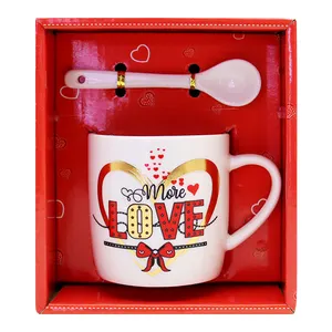 厂家批发热卖旅游可重复使用咖啡杯陶瓷情人节马克杯带礼品盒包装