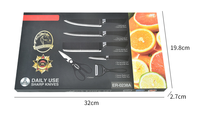 Ensemble de 6 couteaux de cuisine ambidextres en acier inoxydable noir, modèle 238A, faits à la main, pour fruits, avec coffret cadeau professionnel, usage domestique