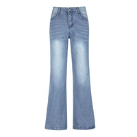 Logo Kustom Celana Jeans Wanita Regular Fit High Waisted Y2K Kasual Bernapas Ramah Lingkungan Kancing Lurus Streetwear High