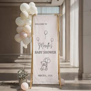 Letrero de Bienvenida para Boda de Tela de Lino Estilo Boho LANJO, Letrero Personalizado con Texto para Ceremonia de Boda, Decoración para Recepción y Despedida de Soltera - Product Image 1