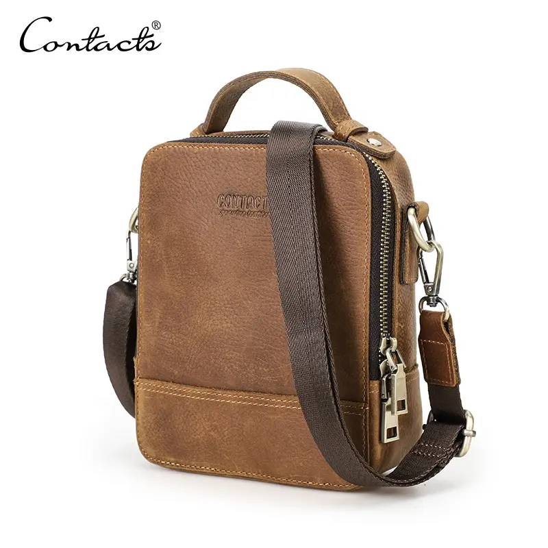 Dropshipping Small Travel Handbag Cow Leather Crossbody Men Messenger Bags for Cell Phone Passport
