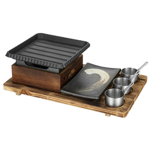 Juego de Hibachi Japonés, <span class=keywords><strong>Plancha</strong></span> de Hierro Fundido Cuadrada para Barbacoa, Estufa de Calentamiento con Alcohol, Placa de <span class=keywords><strong>Cocina</strong></span> para Conservación del Calor - Product Image 5