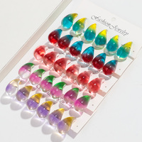 Nuevos Pendientes de Gota Color Zumo de Verano para Chica Bonita, Joyería para Fiesta, Juego de 3 Pares de Pendientes de Gota de Acrílico Transparente de Dos Tonos