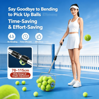 Recogedor de Pelotas de Tenis EFON EF38 con Capacidad para 40 Pelotas, Sin Necesidad de Doblarse, Recogedor Rápido con Rodillo, Acero Inoxidable, para Entrenamiento en Cancha