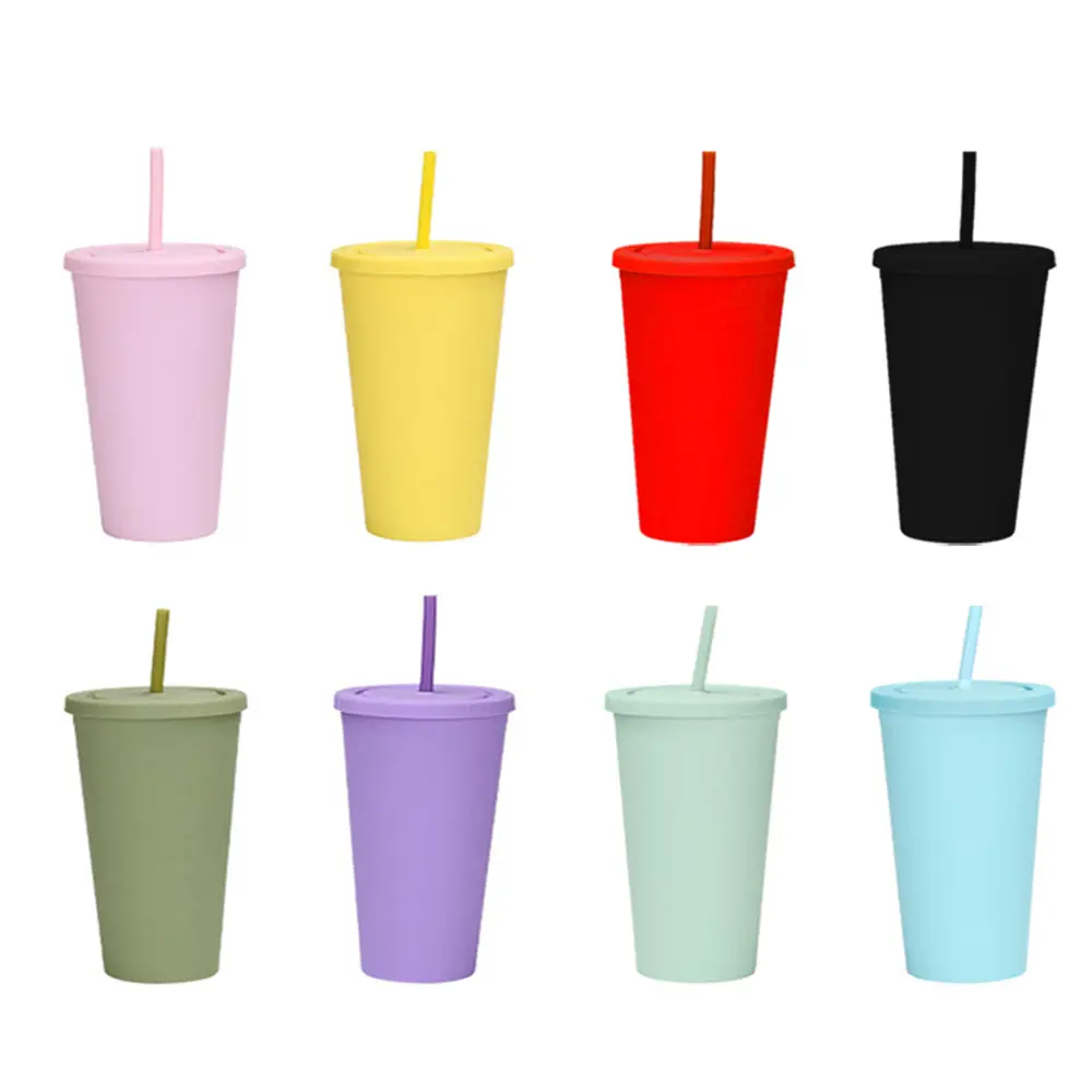 पोर्टेबल ड्रिंकवेयर 16 औंस 20 औंस पुन: प्रयोज्य बीपा मुक्त प्लास्टिक प्यारा कॉफी मग