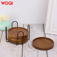Sous-verres en bois personnalisés WOQI avec logo, lot de 6 pièces pour la protection de la table basse, ferme, bureau, bar