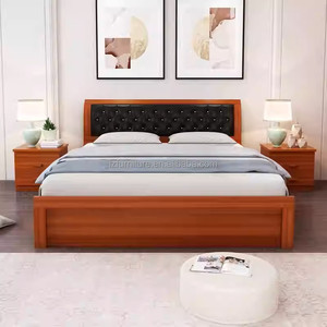 Ensembles complets de meubles de chambre en bois massif personnalisables et abordables avec lit, armoire, table de chevet et coiffeuse pour appartements - Product Image 4