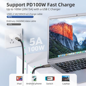 Câble USB 3.2 USB-C Type-C mâle-mâle polyvalent de haute qualité, PD100W 5A 20V, charge rapide, transfert de données 4K60Hz - Product Image 4