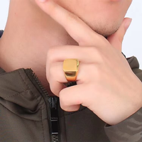 316L Edelstahl Hypoallergene Championship-Ring-Rohlinge Fingerring-Designs Silberring Quadratische Breite Siegelringe