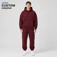 Ensemble survêtement 2 pièces OEM personnalisé pour homme, en molleton bouclette de coton 500 GSM, coupe oversize à épaules tombantes, couleur bordeaux, comprenant un sweat à capuche et un pantalon de jogging