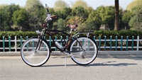Vélo de route classique de luxe haut de gamme Silver Steed Influencer, style Harley, pour voyage et plage, avec suspension avant et arrière
