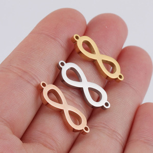 Ciondolo <span class=keywords><strong>Infinito</strong></span> Placcato Oro 18K all'Ingrosso, Stile Classico per Bambini, in Acciaio Inossidabile per Creazione di Braccialetti e Gioielli Permanenti - Product Image 2