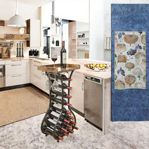 Moderno <span class=keywords><strong>Estante</strong></span> de Madera <span class=keywords><strong>para</strong></span> Vino de un Solo Nivel con Gabinete <span class=keywords><strong>para</strong></span> Botellas, Escurridor de <span class=keywords><strong>Platos</strong></span> <span class=keywords><strong>y</strong></span> Portavasos, Estantes Rojos - Product Image 3