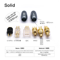 Berlapis Emas Padat (3u) Perunggu Fosfor 0.78mm Lubang 7mm AC Baru Merek AC Plug in Earphone Pin Audio Jack Pin