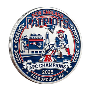Camiseta de los New <span class=keywords><strong>England</strong></span> Patriots Moneda Conmemorativa de 1960, Artesanía en Metal, Decoración de Escritorio con Temática de Campeones de la AFC, Regalo para Fanáticos de la NFL - Product Image 3
