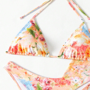 Conjunto de dos piezas sexy, Top corto de malla con estampado de colores, cárdigan, minifaldas, ropa de playa, trajes de vacaciones, Verano - Product Image 5