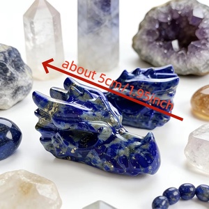 หินลาพิส ลาซูลีธรรมชาติแกะสลักรูปหัวมังกร งานฝีมือประดับตกแต่ง - Product Image 2