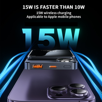 Chargeur portable ultra-fin haute capacité, charge rapide sans fil magnétique, batterie Li-polymère 5000mAh/10000mAh, 15W LED