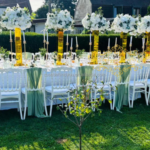 <strong>4ft</strong> <strong>Tall</strong> Wedding Centerpiece Gold Metal Ferris Wheel Flower Stand with Spiral Flower Decoration - Product Image 3