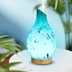 Unique products 3D bevel Glass Aromatherapy machine Hotel desktop decoration Essential Oil 7 Colors LED Lights