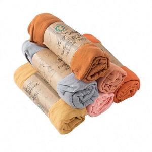 Factory Custom Printed Logo Kraft Paper Sleeve <b>Muslin</b> Swaddle Blankets Packaging <b>Baby</b> - Product Image 2