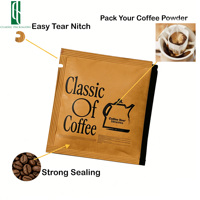 Sachet d'emballage extérieur personnalisé imprimé pour café filtre, avec fermeture trois côtés et encoche de déchirement facile, pour portions individuelles de 8g, 10g, 12g (Bolsa Café)