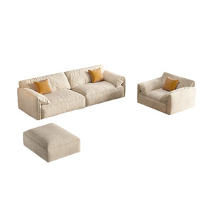 Minimalist Cream Style Elephant Ear <b>Sofa</b> Cat Claw Velvet Tech Fabric Straight Couch Custom <b>for</b> Villa Living Room - Product Image 4