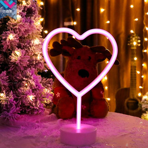 Lampe de table LED en forme de cœur néon pour décoration de chambre alimentée par batterie/USB Décoration de cadeaux de Noël et Diwali - Product Image 2