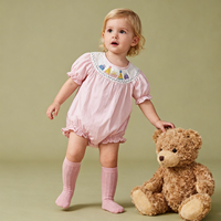Combinaison à volants Hongbo pour bébé fille nouveau-né, vêtements de Pâques, barboteuse à manches courtes avec broderie de lapin mignon