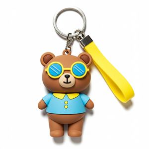 Porte-clés en caoutchouc personnalisable avec logo, motif lapin ou ours mignon, breloque animale, pendentif de voiture, vente en gros - Product Image 1