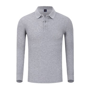 Men's Solid Color Long Sleeve Polo Shirt Cotton Knitted Workwear Custom Embroidery - Product Image 5