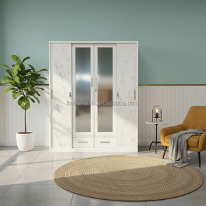 Guarda-Roupa Multifuncional de Aço com Gavetas Internas, Armário de Metal Espelhado para Projeto de Quarto na Malásia - Product Image 3