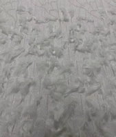 Tissu en dentelle brodée à la main, orné de plumes et de paillettes, idéal pour robes de soirée de luxe et la couture.