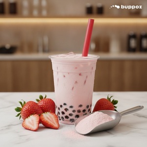 Poudre de thé au lait à la fraise, sac de 1 kg, Halal, HACCP, pour les boutiques de thé au lait et de bubble tea, qualité supérieure - Product Image 3