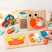 Jeu de puzzle 3D en bois pour l'éveil éducatif, reconnaissance des animaux et des véhicules, jeu de correspondance des formes en bois pour enfants - Grande Vente