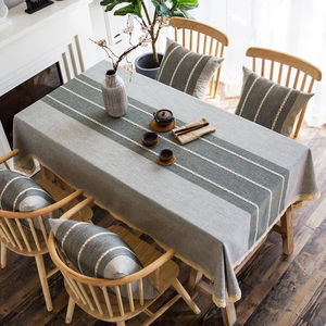 Mantel de algodón y <span class=keywords><strong>lino</strong></span> de estilo superventas al por mayor cubierta de mesa de Casa Nórdica sin lavar - Product Image 3