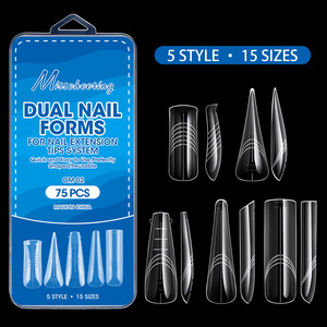 Nuevo Molde Transparente de Doble Capa No.15 5 Acrílico PMMA 75 piezas/caja para Uñas Francesas, Extensión de Uñas, Salón y Uso Personal - Product Image 3