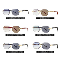 Lunettes de soleil octogonales sans monture de luxe, photochromiques, en PC, coupe diamant, rétro, géométriques, verres de transition, logo personnalisé, UV400