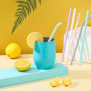 6pcs BPA-Free Reusable Creative Bent Straight Cleaning Brush Silicone Soft Drinkware Accessories Bar Party <b>Kitchen</b> Supplies Set - Product Image 6