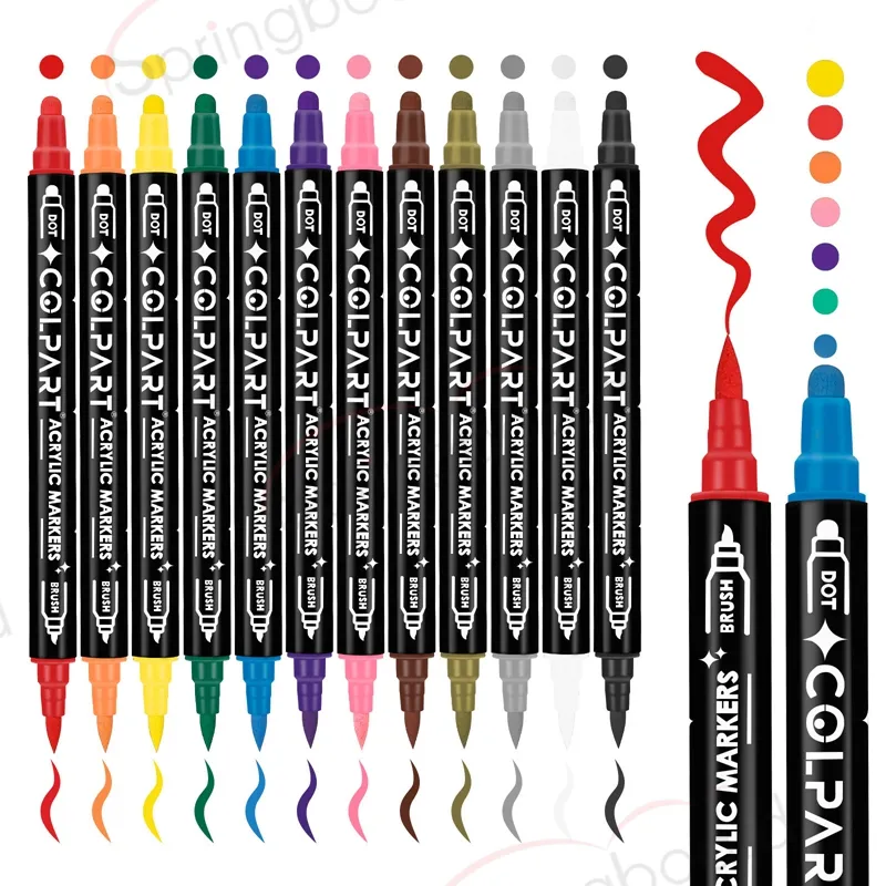 2024 Nieuwste Acryl Verf Marker Pennen Set 12/24/26/36/48/60 Stuks Premium Dual Tips Acrylverf Pennen Voor Rock Painting