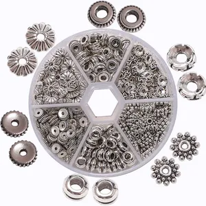 Zhubi Metall Perlenhalter Zinklegierung Abstandshalter Perlen für Armbänder Modeschmuckherstellungs-Kit tibetische Silber-Aufnäher für DIY-Herstellung