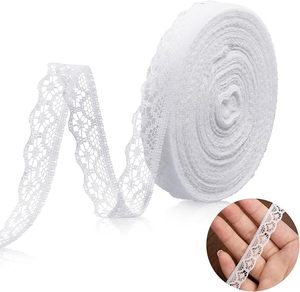 Cinta de encaje floral blanco al por mayor, rollo de encaje elástico festoneado para costura de prendas, vestidos de novia, envoltura de regalos, bricolaje - Product Image 2