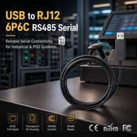 Cable Convertidor Serial ANNXIN USB a RJ12 RJ11 6P6C RS485 con Carcasa Transparente para Dispositivos Industriales POS, Venta al Por Mayor