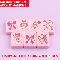 Tuiles de Mahjong rose pâle, esthétique vintage coquette, présentoir de table, pièces de Mahjong en acrylique solide haute brillance