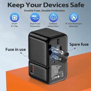 Worldplug Tous les ports Charge rapide 3 type c <span class=keywords><strong>2</strong></span> USB Adaptateur de prise de voyage universel Chargeur d'alimentation World GaN - Product Image 5