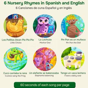 Livres bilingues espagnols pour tout-petits, <span class=keywords><strong>comptines</strong></span> en espagnol et en <span class=keywords><strong>anglais</strong></span>, livre sonore interactif pour bébé avec 6 chansons - Product Image 3