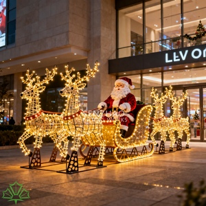SENZHAO Customizable 3D LED Santa Sleigh & Reindeer <b>Light</b> IP65 Waterproof Iron Structure Christmas Decoration for Public Space - Product Image 3
