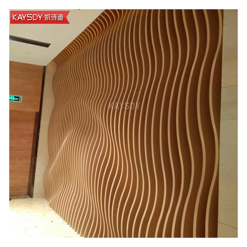 Tirai dekorasi dinding 3D, gelombang aluminium tahan suara Panel dinding untuk gedung kantor