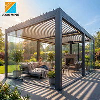 Pergola rétractable motorisée moderne en aluminium avec toit à lamelles imperméable, bioclimatique, pour terrasse extérieure, gazebo, auvent pour restaurant